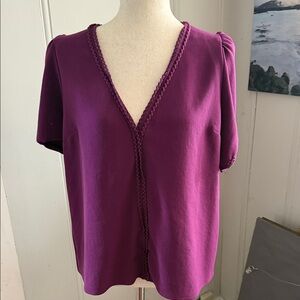 Sezane Women's V-Neck Short Sleeve Top - Plum